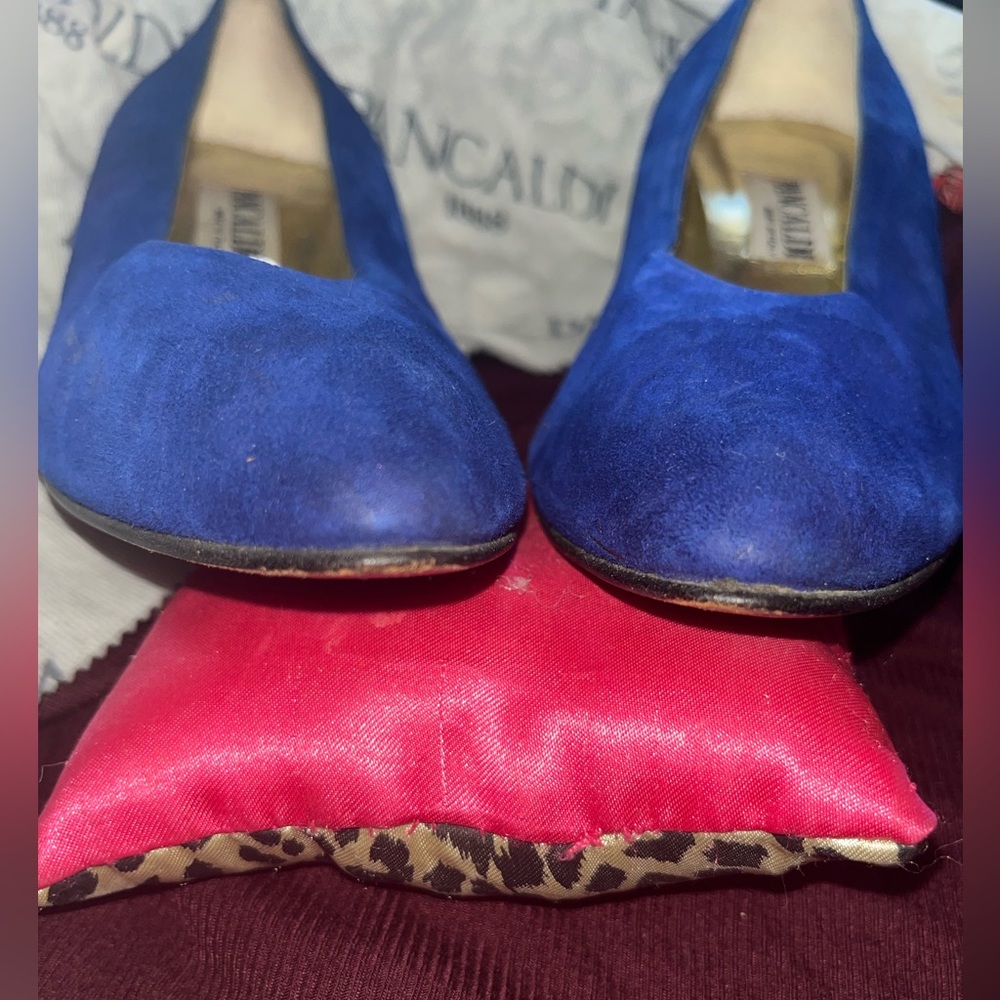 Vintage Pancaldi 1888 Cobalt Blue Suede Pumps~ Size 8.5 - Picture 5 of 9